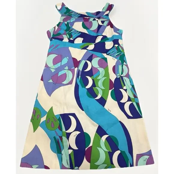 Emilio Pucci Multicolor Abstract Print Knee-Length Dress Multicolor Sz 8 Italy - Picture 1 of 7